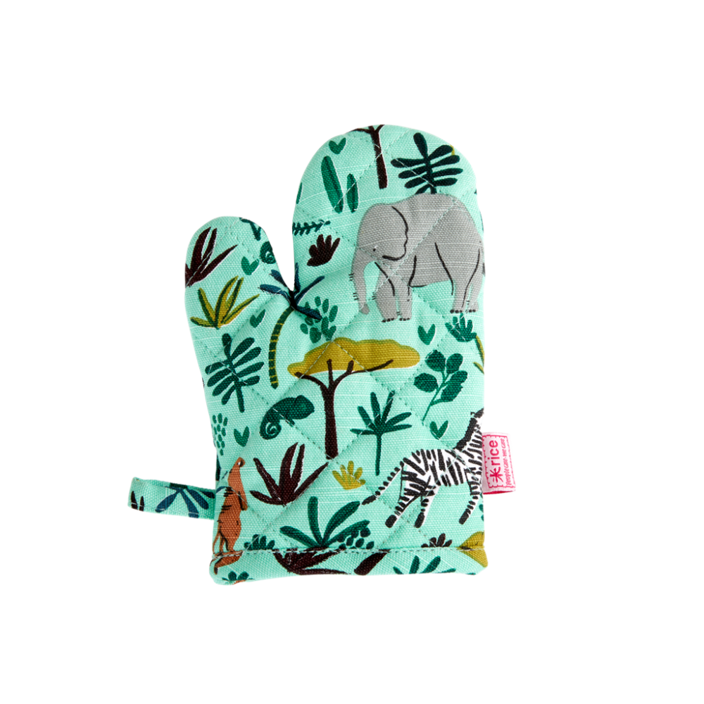 Childs Green Jungle Print Oven Glove By Rice DK